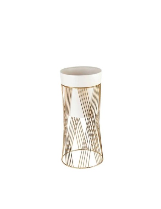 Cache-pot Piccolo in Metallo Bianco e Oro – Eleganza Moderna per Interni | L’Oca Nera