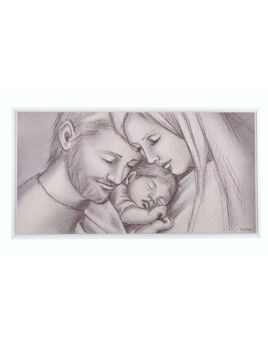 Quadro Grigio Sacra Famiglia Bongelli Preziosi – Capezzale Moderno 110x60 cm