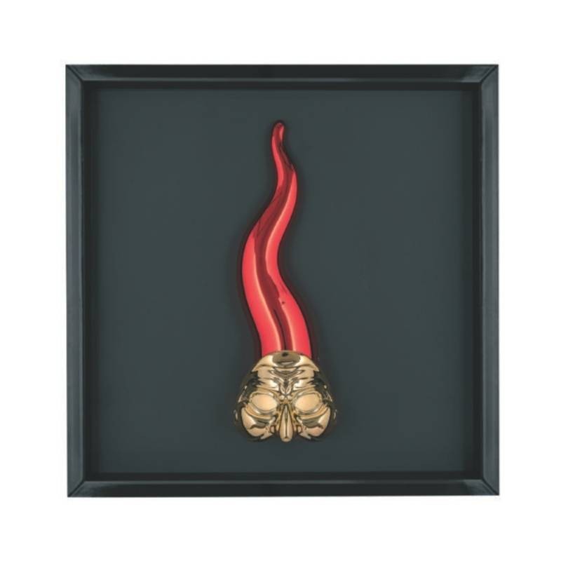 Quadro Corno Pulcinella Rosso Bongelli Preziosi – Arte Napoletana 33x33 cm