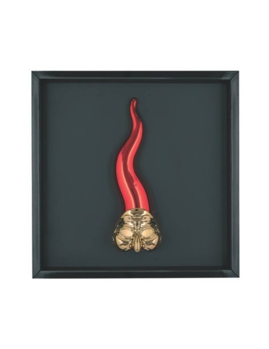 Quadro Corno Pulcinella Rosso Bongelli Preziosi – Arte Napoletana 33x33 cm