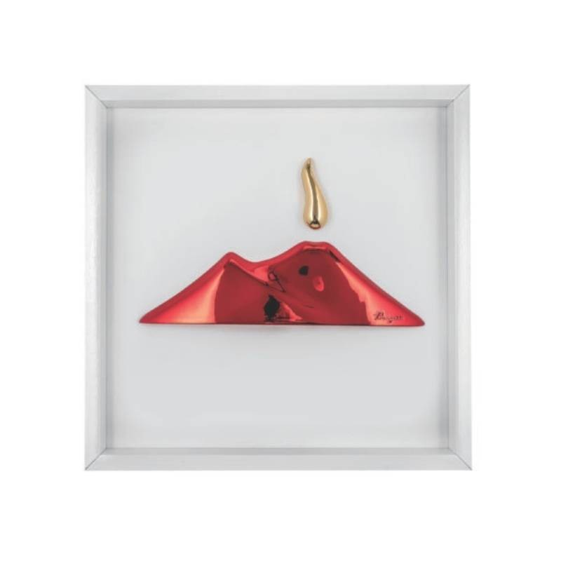 Quadro Vesuvio Rosso BONGELLI Preziosi in Legno e Marmorino – 33x33 cm