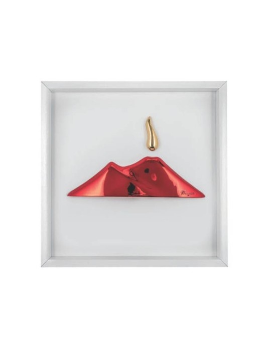 Quadro Vesuvio Rosso BONGELLI Preziosi in Legno e Marmorino – 33x33 cm