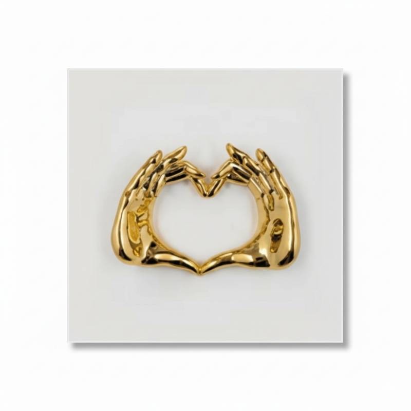 Quadretto Mani Cuore Bianco e Oro BONGELLI Preziosi – 16x16 cm
