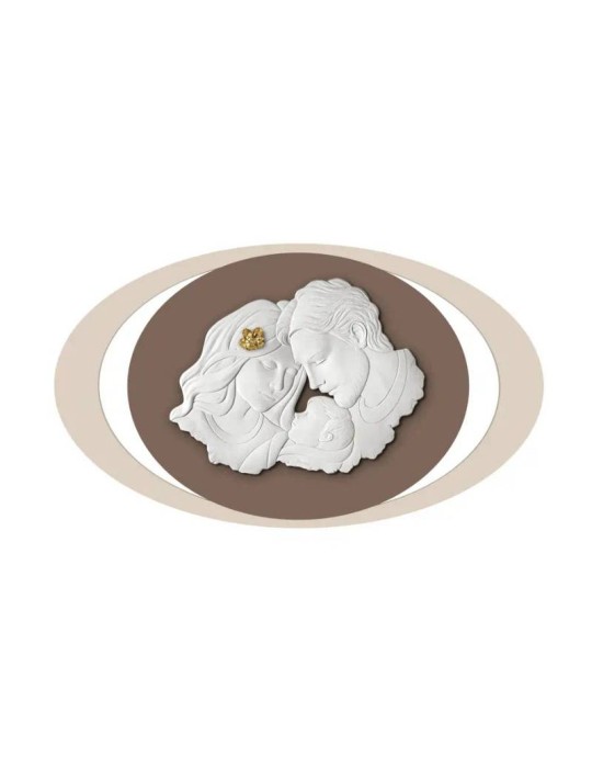 Quadro Famiglia Ovale Marrone con Fiore Dorato BONGELLI Preziosi – 100x60 cm