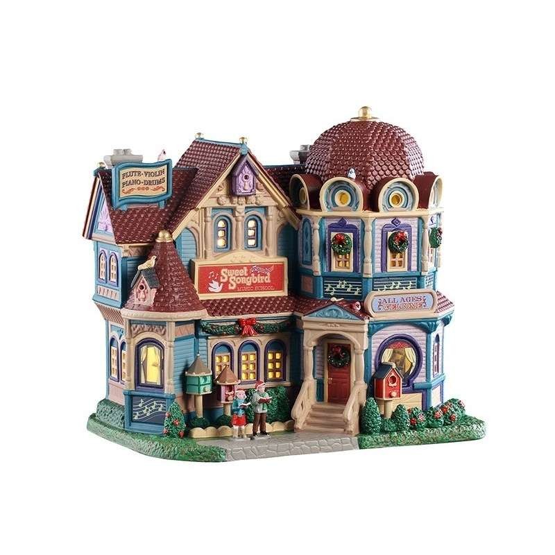 Lemax Sweet Songbird Music School - Edificio Illuminato in Porcellana con Scena Interna - Cod. 55347