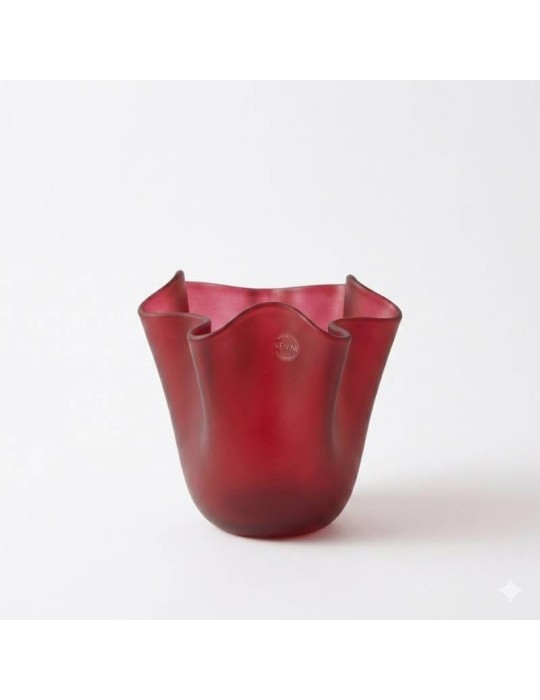 Vaso Fazzoletto Opalino Venini Magenta Sabbiato...