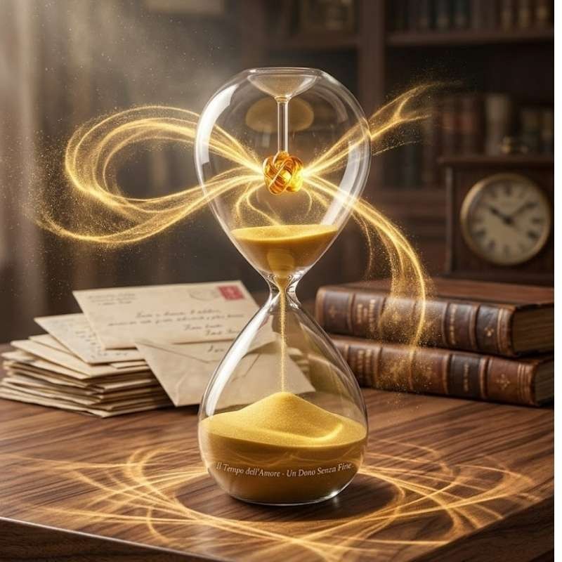 Clessidra Nodo dell'Amore Onlylux in Vetro con Sabbia Ambra – H 20 cm