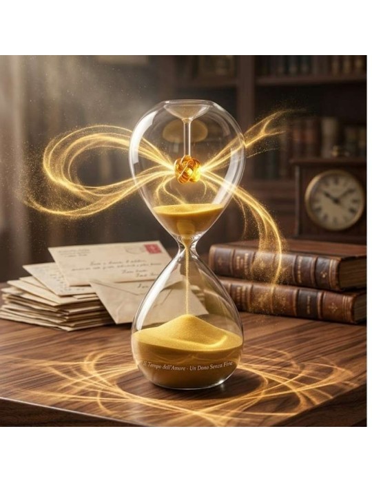 Clessidra Nodo dell'Amore Onlylux in Vetro con Sabbia Ambra – H 20 cm
