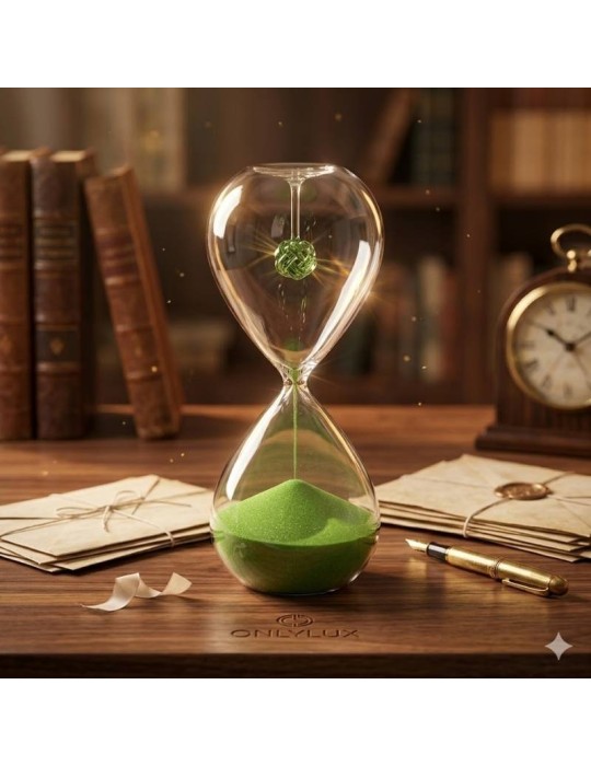 Clessidra Nodo dell'Amore Onlylux in Vetro con Sabbia Verde – H 20 cm