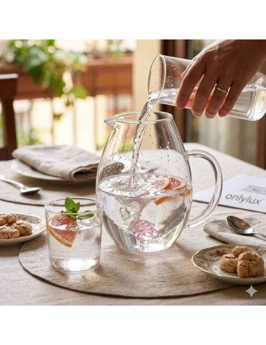 Brocca “Il Nodo dell’Amore” Rosa Onlylux in Vetro Borosilicato 1600 ml