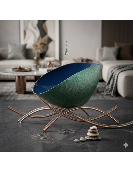 Coppa New Burano Onlylux in Vetro Soffiato - Verde e Ocean Blu (28x18 cm)