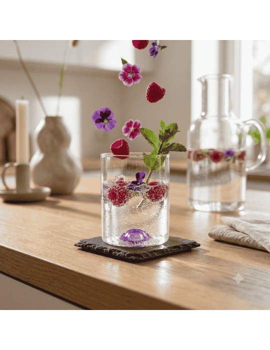 Bicchiere Tumbler Luna in Vetro con Punto Lilla...