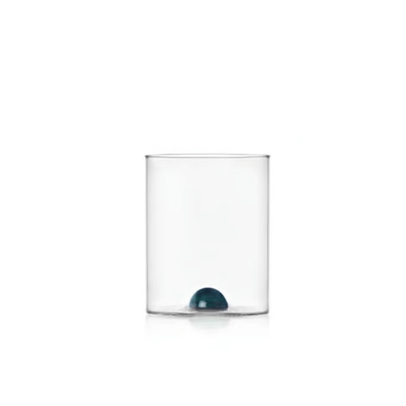 Bicchiere Tumbler Luna in Vetro con Punto Petrolio – Ichendorf Milano