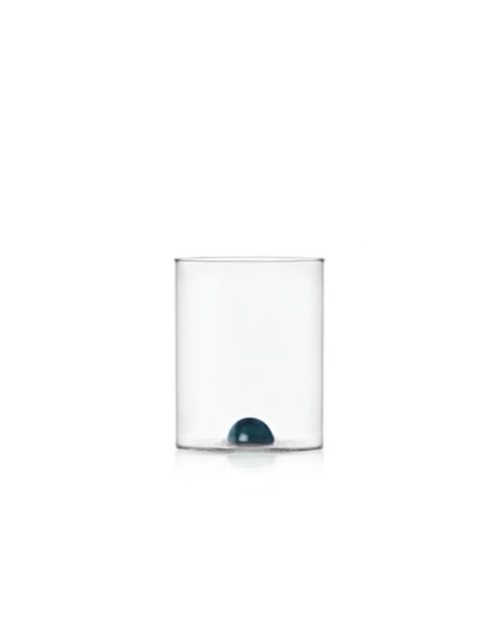 Bicchiere Tumbler Luna in Vetro con Punto Petrolio – Ichendorf Milano