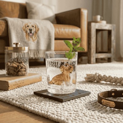 Bicchiere Tumbler in Vetro con Golden Retriever "Dogs" –... 2