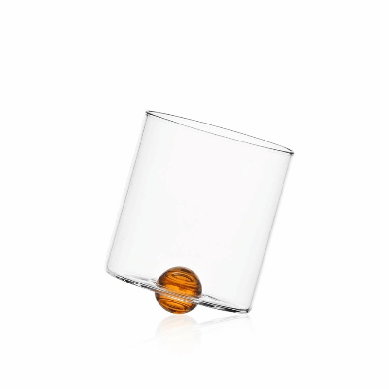 Bicchiere Tumbler in Vetro "Luna Flottante" con Punto Ambra – Ichendorf Milano