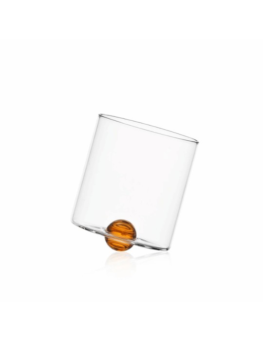 Bicchiere Tumbler in Vetro "Luna Flottante" con Punto Ambra – Ichendorf Milano