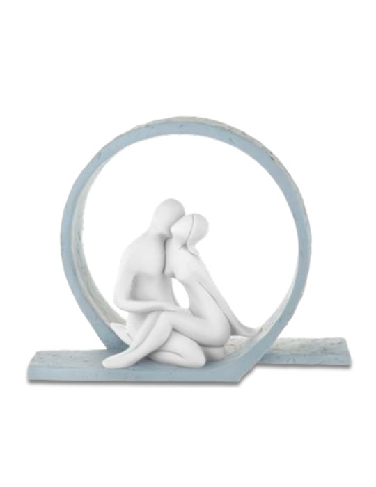 Scultura Coppia Innamorati Abbracciati "Vortice" Bongelli – Celeste (ø 30 cm)