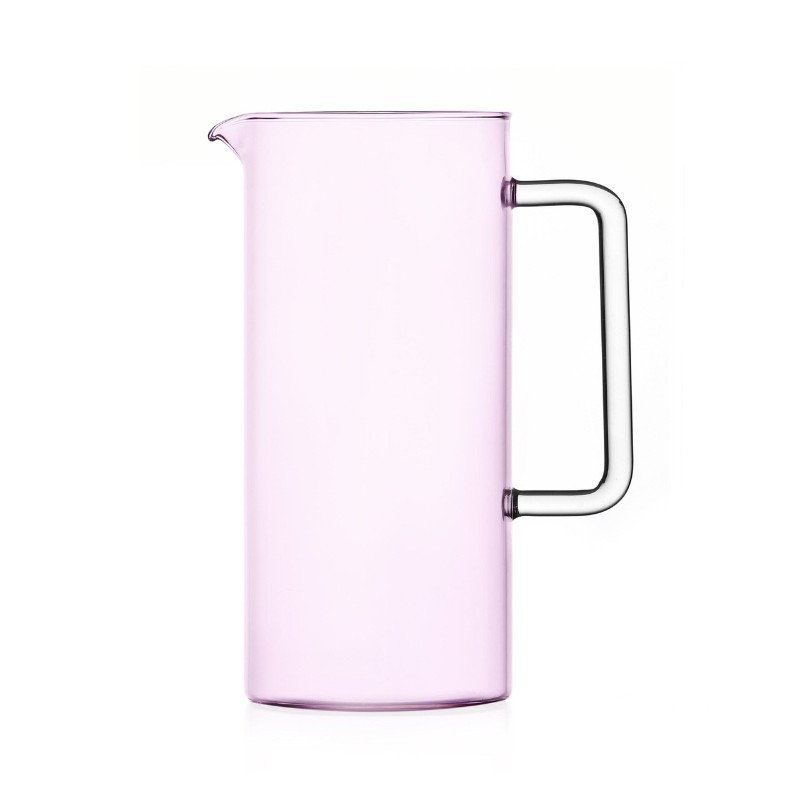Brocca in Vetro Borosilicato Rosa con Manico Trasparente 120cl – Ichendorf Milano