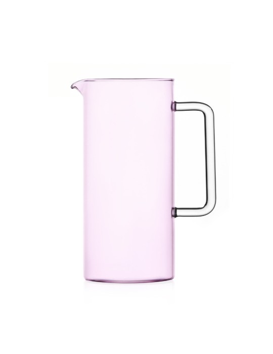 Brocca in Vetro Borosilicato Rosa con Manico Trasparente 120cl – Ichendorf Milano
