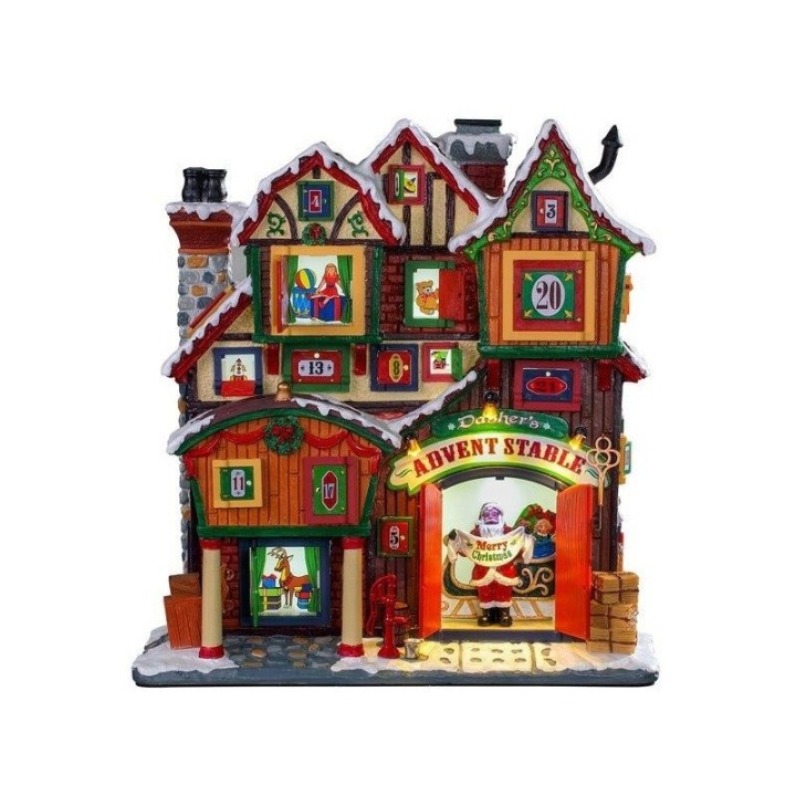 Lemax Dasher's Advent Stable 95569 facciata illuminata