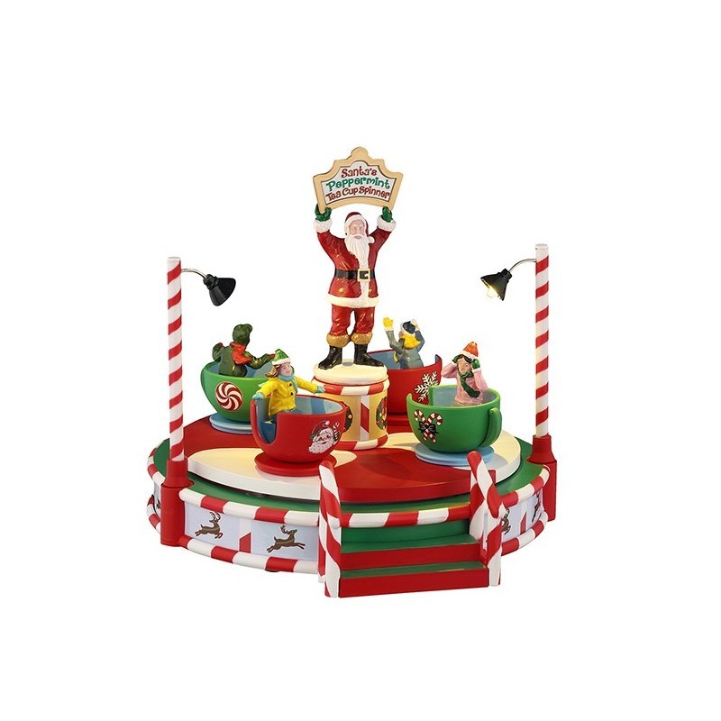 Santa's Peppermint Teacup Spinner Lemax - Scena Animata con Luci e Movimento | Collezione Carnival Cod. 54446