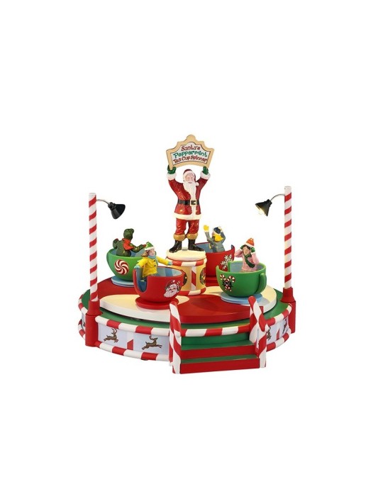 Santa's Peppermint Teacup Spinner Lemax - Scena Animata con Luci e Movimento | Collezione Carnival Cod. 54446
