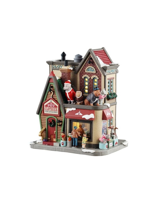 Lemax The Pet Clothier - Edificio Illuminato in Porcellana con Scena Interna (cm 18h)