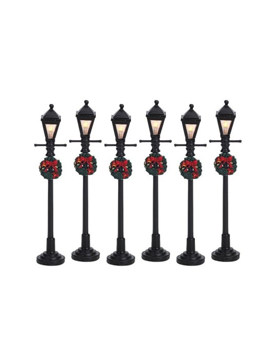 Lemax Gas Lantern Street Lamp Set of 6 – Lampioni Illuminati per Villaggi