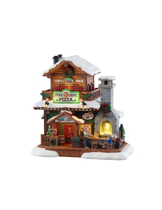 Lemax Pine Grove Pizza - Edificio Illuminato in Resina da Collezione (cm 20,5h)