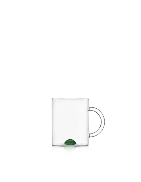 Ichendorf Milano Mug Luna - Tazza in Vetro Borosilicato con Dettaglio Punto Verde