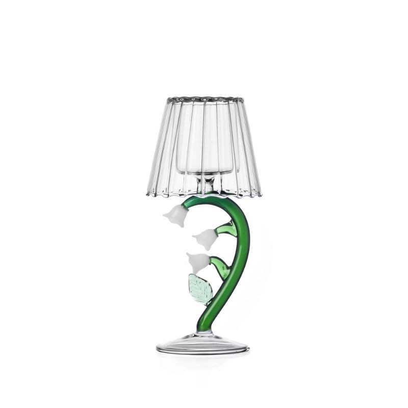 Ichendorf Milano Botanica Tealight Fiore Bianco - Portacandela in Vetro Borosilicato Modellato a Mano