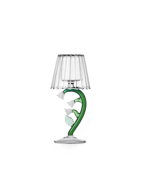 Ichendorf Milano Botanica Tealight Fiore Bianco - Portacandela in Vetro Borosilicato Modellato a Mano