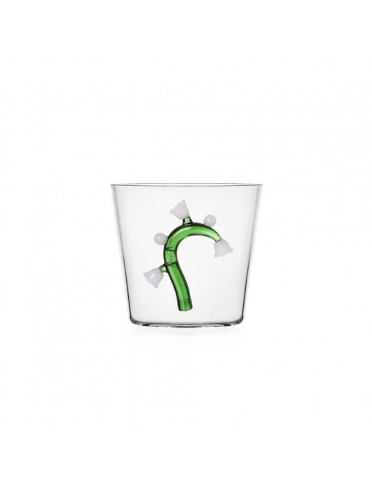 Ichendorf Milano Botanica Tumbler Fiore Verde/Bianco - Bicchiere in Vetro Borosilicato da 350ml