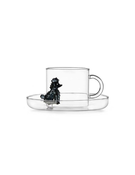 Tazza Tè con Piattino Barboncino Dogs Ichendorf Milano in Vetro Borosilicato