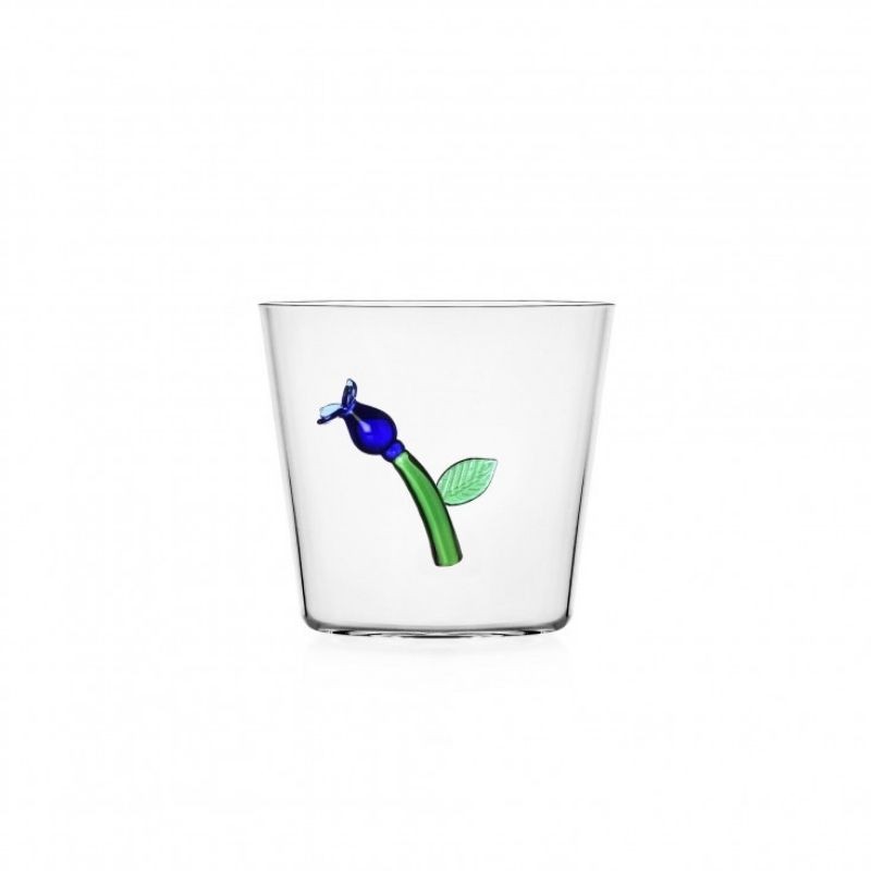 Bicchiere Tumbler Botanica Fiore Blu Ichendorf Milano in Vetro Borosilicato