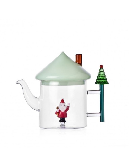 Teiera in Vetro con Albero e Babbo Natale Christmas Tales Ichendorf