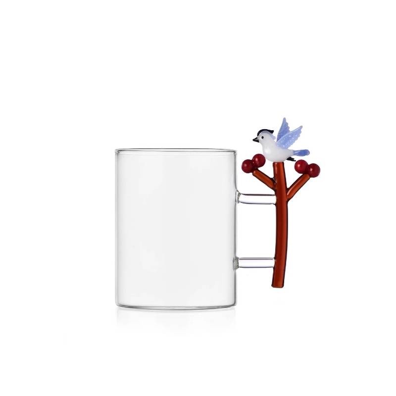 Mug in Vetro Bacche & Uccellino Azzurro Ichendorf Milano