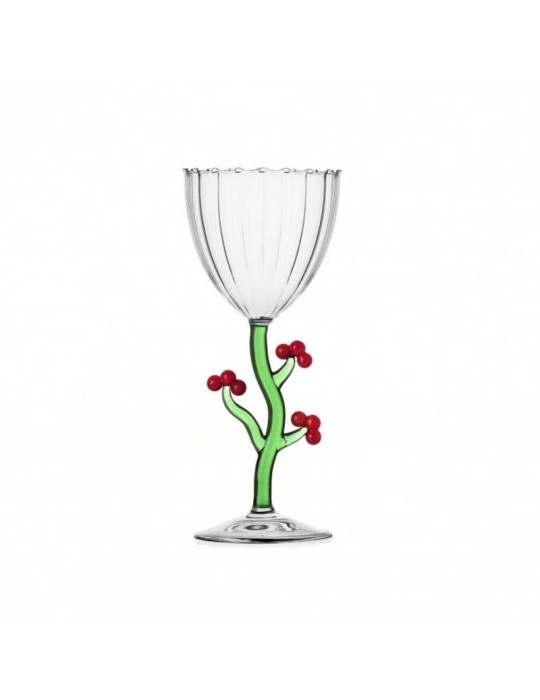 Calice in Vetro con Agrifoglio Botanica Christmas Ichendorf - 21 cm