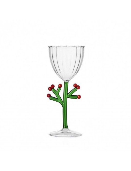 Calice in Vetro con Agrifoglio Botanica Christmas Ichendorf - 21 cm