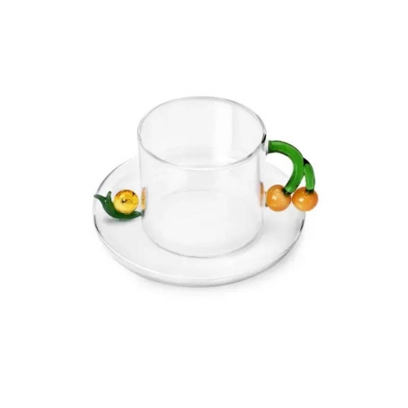 Tazza da Tè con Piattino Fruits and Flowers Ghianda e Lumaca Ichendorf Milano