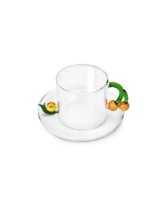 Tazza da Tè con Piattino Fruits and Flowers Ghianda e Lumaca Ichendorf Milano