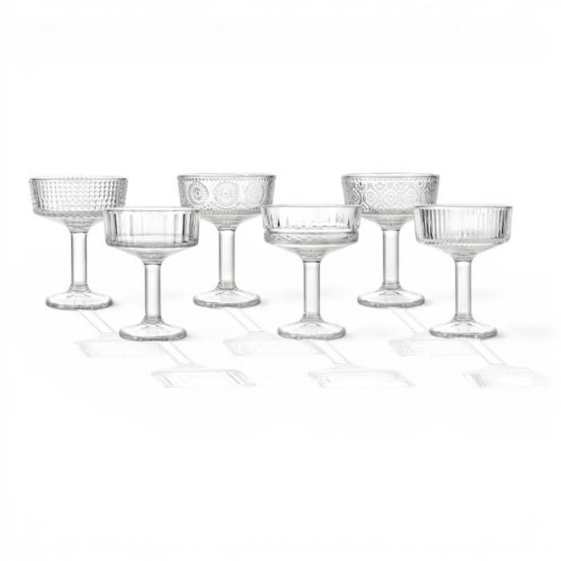 Set 6 Pezzi Coppa Chic in Vetro con Decori Assortiti – Brandani