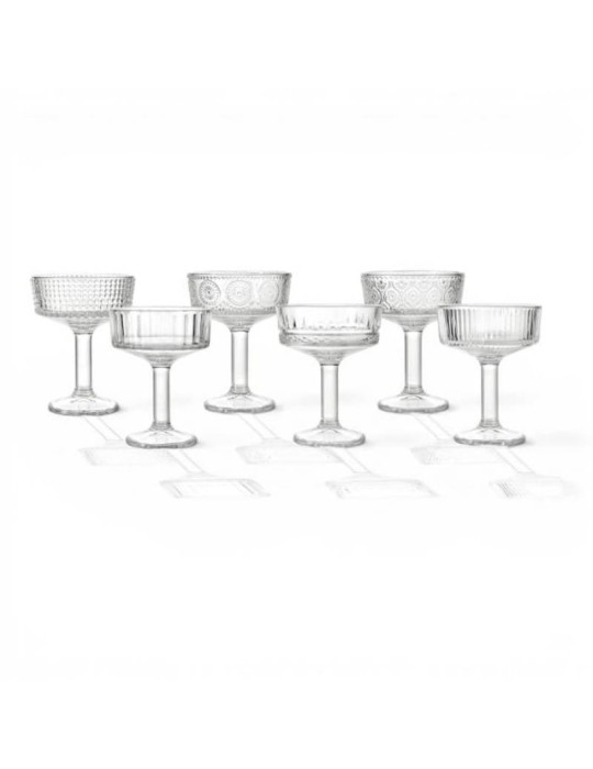 Set 6 Pezzi Coppa Chic in Vetro con Decori Assortiti – Brandani