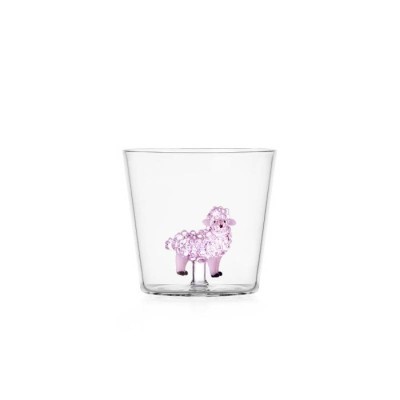 Bicchiere Tumbler Pecora Rosa Animal Farm in Vetro...