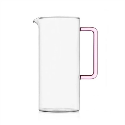 Brocca Clear in Vetro Borosilicato con Manico Rosa Tube –...