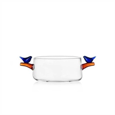 Ciotola Birds con Uccellini Blu in Vetro Borosilicato...