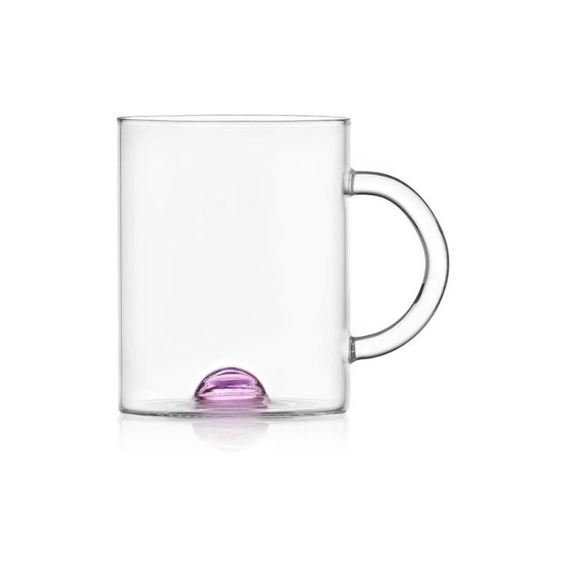 Mug Luna in Vetro Borosilicato con Punto Rosa 40 cl – Ichendorf Milano