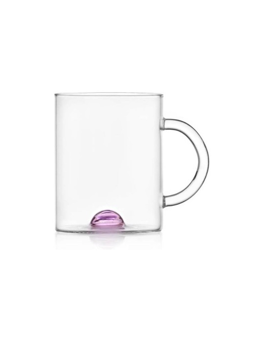 Mug Luna in Vetro Borosilicato con Punto Rosa 40 cl – Ichendorf Milano