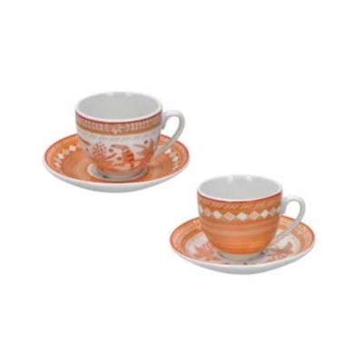 Brandani Set 2 Tazze Caffè con Piattino Tuka-Tuka Arancio